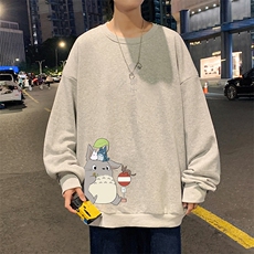 S6152-P28加绒款-P33秋季圆领卫衣男大码韩版宽松长袖外套，男装卫衣，电商A040