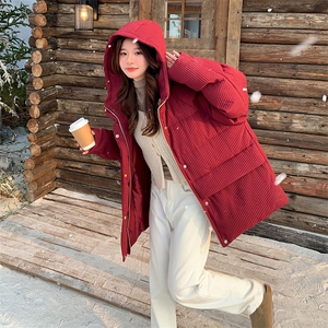 x i a n 货 学院风红色小棉服 AD761-P165K258图片