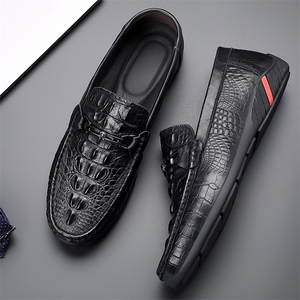 x1803-p235新款春季头层牛皮豆豆鞋男鳄鱼纹休闲皮鞋男士鞋图片