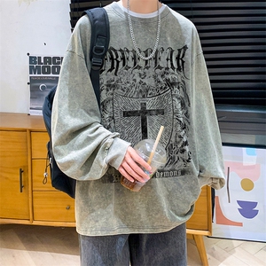 抖音供货、秋季现货水洗棉宽松版重磅长袖T恤 D223A-ST231-特P38图片