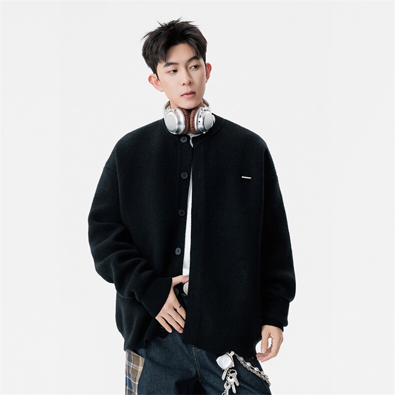 高克重780g大码纯色棒球领针织开衫毛衣外套男MY122-特P48控118，男装针织衫/毛衣，电商A001-1