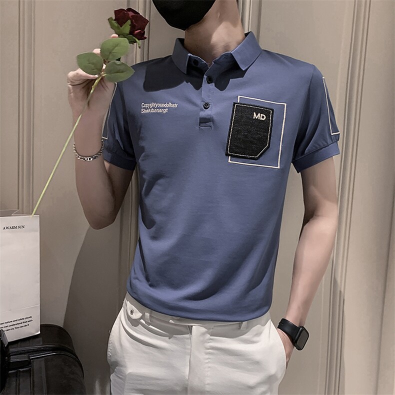白色2022精神小伙修身polo衫男士短袖T恤PL9763-P48控价68,男装Polo衫,电商A108