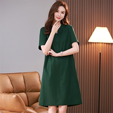时尚显瘦棉麻连衣裙夏季新款休闲宽松大码女装，女装连衣裙，文熹诺