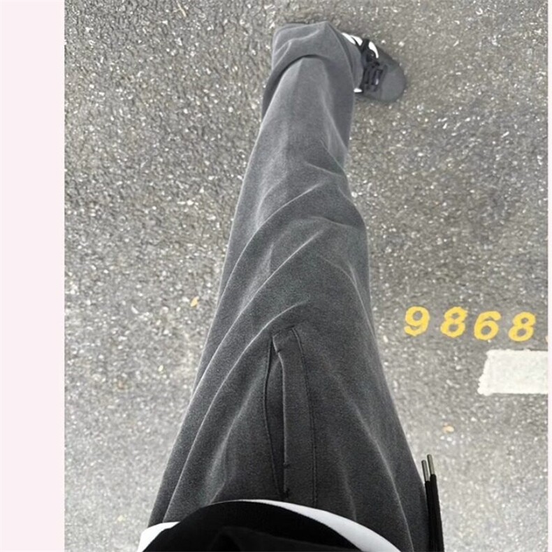 重磅水洗卫裤男春秋潮牌宽松cleanfit直筒休闲裤复古阔腿拖地裤子,男装休闲裤,星座506A