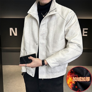 加绒皮衣外套男厚绒可过冬延续年底皮夹克C317-J6671-P155图片