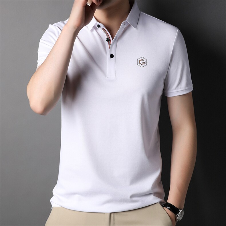 D22769钱塘2020-2夏季男士精品短袖休闲商务翻领T恤P55,男装T恤,钱塘207-2