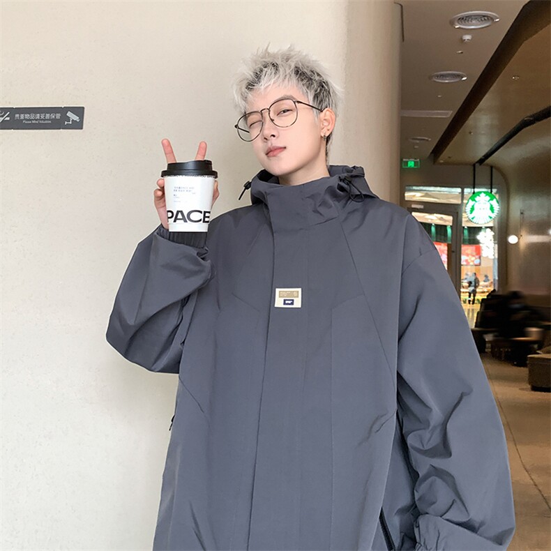 现货防水防风美式冲锋衣外套宽松大码男士连帽工装夹克JK988-P75,男装夹克,电商A006