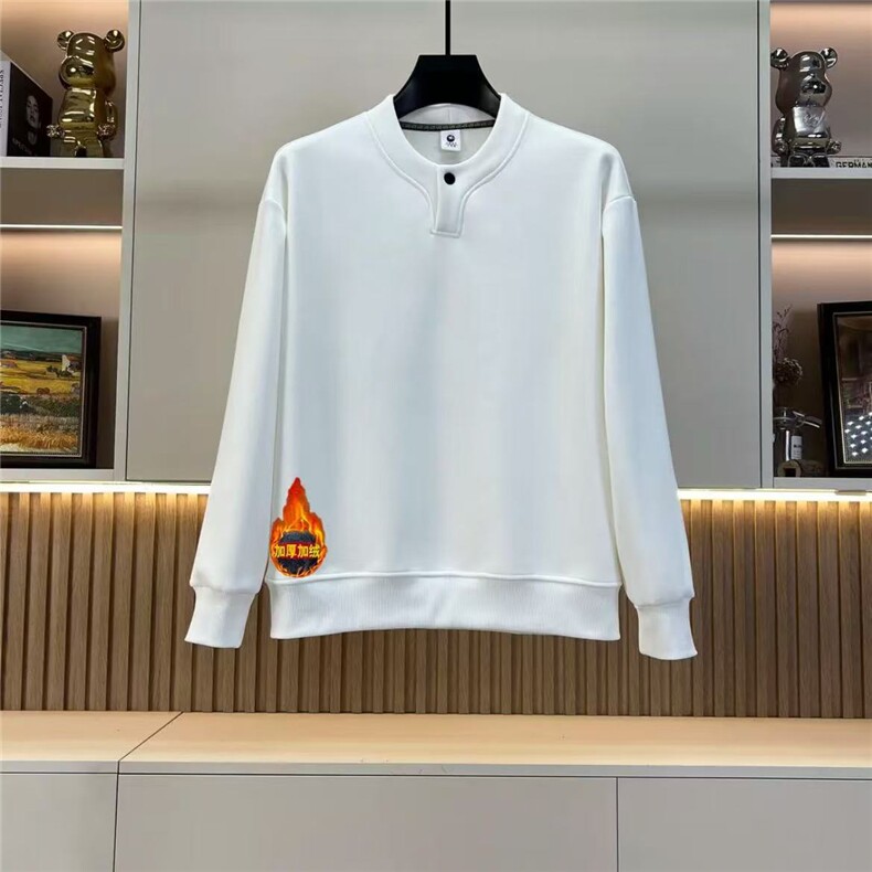 抖音现货高品质新款加绒加厚立领带扣套头卫衣W5507P55,男装卫衣,星座1602（原101B）