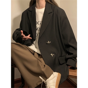 中性风金属飞机扣设计西服男95%聚酯纤维 5%氨纶XF77772P95控128图片