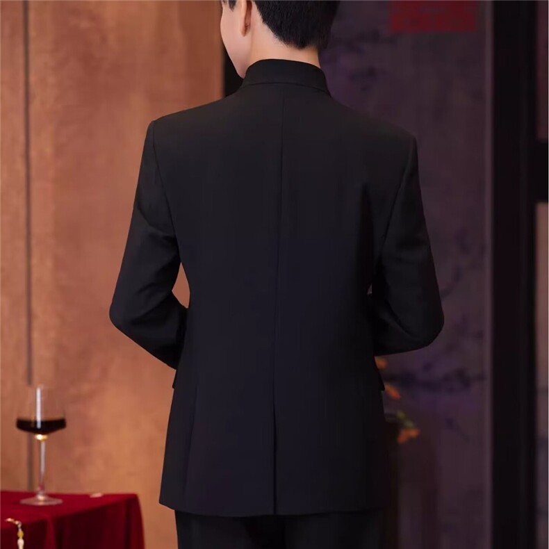 大码春秋中山装立领刺绣西服新中式休闲西装男外套便服上衣-XY330,男装西服套装,星座601-1