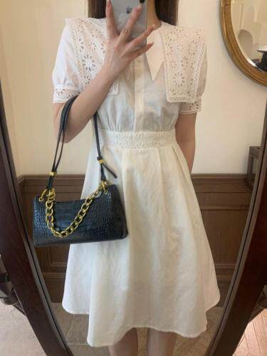 现货独屿纯棉双层领设计连衣裙，女装连衣裙，独屿