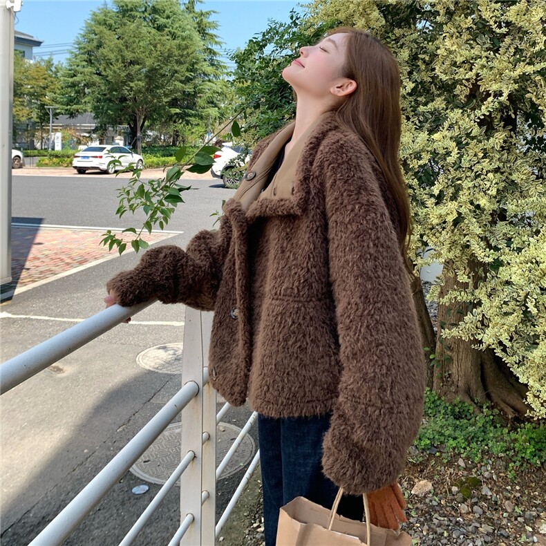 新款保暖外套皮毛一体A2560-P225-K335,女装短外套,2C261