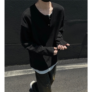 24秋装新款假两件亨利领长袖T恤男内搭打底衫上衣H976特P38