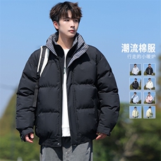 美式潮流防泼水格子撞色保暖棉衣男2025新款假两件上衣MY2515-P85，男装棉衣，星座610（原A335）