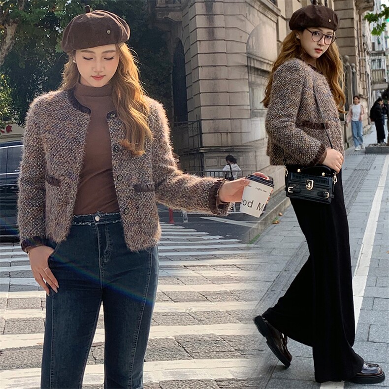 2025冬季新款单排扣时尚气质保暖短款羽绒服外套,女装羽绒服,天丝秀