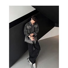 高级感条纹衬衫男女款韩版宽松潮流设计感长袖衬衣外套休闲美式，男装夹克，星座506A