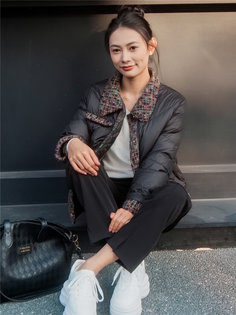 2025冬装常规保暖外套民族风羽绒短款小香风,女装羽绒服,沫晗依美