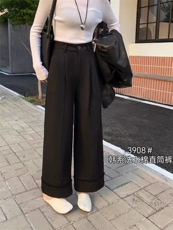 2025年秋季系绳长裤中腰直筒裤时尚百搭简约大方，女装休闲裤，洛丽兰可