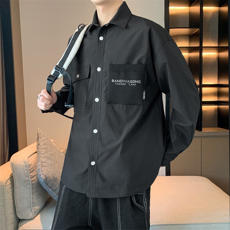 春季新款现货中性风夹克户外纯色衬衫领外套DSA157B-CS01-P55,男装夹克,电商A157B