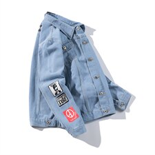 Jk616-p45M-5XL现货白底牛仔夹克肥仔量足破洞大码，男装夹克，星座103A