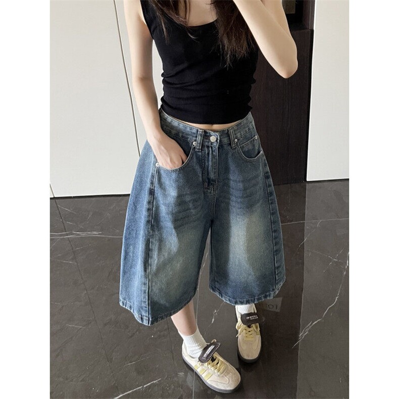 【现货】XZ612-K574-P55金靖同款美式牛仔五分中裤宽松短裤,男装牛仔裤,星座612
