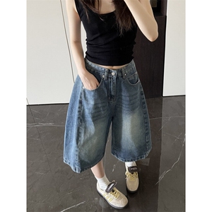 【现货】XZ612-K574-P55 金靖同款美式牛仔五分中裤宽松短裤图片