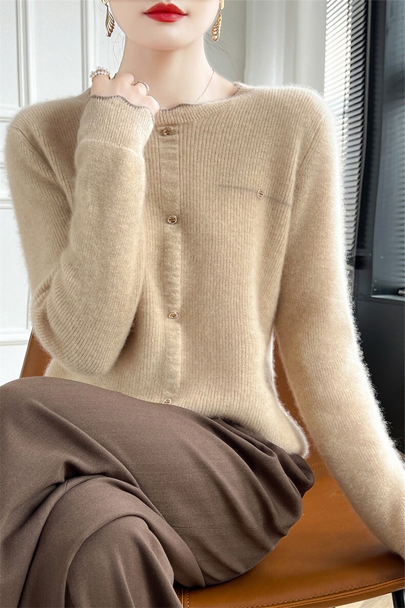 2024秋冬新款羊毛衫女小香风针织衫女宽松打底长袖毛衣,女装羊毛衫,朝辰羊绒