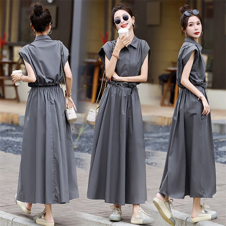 时尚套装裙女2024年夏季新款无袖短款衬衫半身裙两件套，女装套装/套裙，施恩睿棋