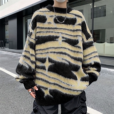 B207-P46秋季美式复古撞色条纹毛衣男潮牌ins慵懒设计感针织衫，男装针织衫/毛衣，星座512-6