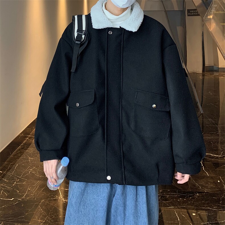 羊羔绒棉衣外套男冬季潮流宽松棉服加绒工装夹克上衣W5927-P75,男装夹克,星座512-2