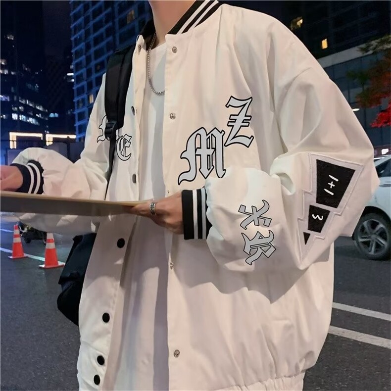 男秋季外套潮牌街头棒球服美式复古外套男J226P40图片