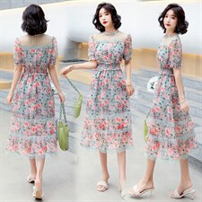 240斤大码女装夏季碎花雪纺连衣裙260特肥超胖300胖mm显瘦裙子220，女装连衣裙，妙形