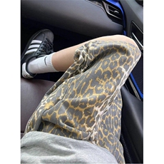 复古高街豹纹休闲短裤夏季vibe痞帅潮牌高级感运动五分裤男，男装牛仔裤，星座410-7