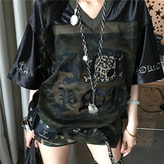 慵懒新款短袖t恤女休闲夏季美式辣妹正肩显瘦短款上衣ins，男装T恤，星座506A