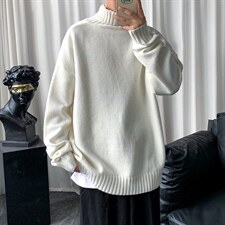纯色高领毛衣男秋冬加厚ins潮百搭港风休闲宽松针织衫M263-P38，男装针织衫/毛衣，星座512-4