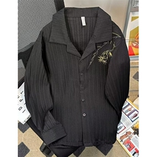 刺绣长袖衬衫ins男宽松衬衣夏舞蹈百搭休闲情侣外套C5206，男装衬衫，星座1116A（原606A-3）
