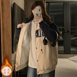 学院风棒球服外套少女冬装2025新款学生宽松加厚棉衣棉服C472-100图片