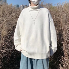 高领毛衣男针织打底衫长袖宽松复古纯色百搭情侣外套M8088-p40，男装针织衫/毛衣，星座1008