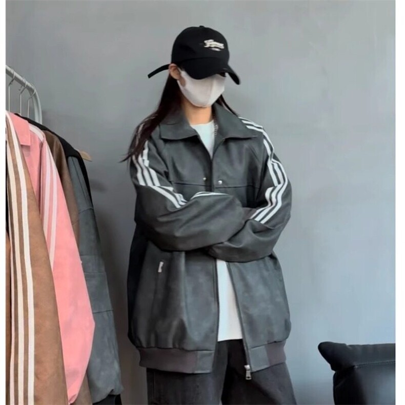 翻领情侣PU皮衣夹克外套男女同款休闲美式复古310A-4-BB930-P77,男装夹克,星座310A-4