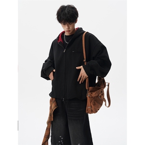 8XL-M 美式复古撞色连帽水洗夹克男高级感做旧情侣外套JK1327P88图片