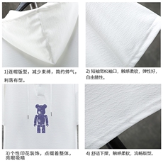 LD54242-P45连帽短袖t恤男大码胖子带帽五分袖中袖展架，男装T恤，电商A040A