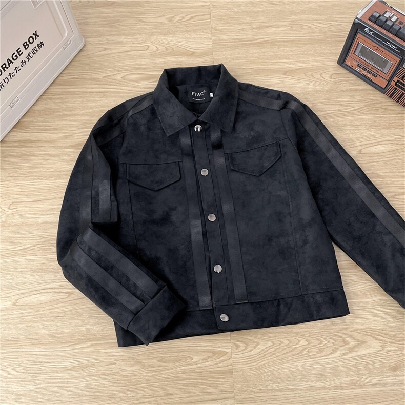 有货。美式高街垫肩皮夹克男机车服外套棒球服W6931-P76,男装夹克,星座412-3