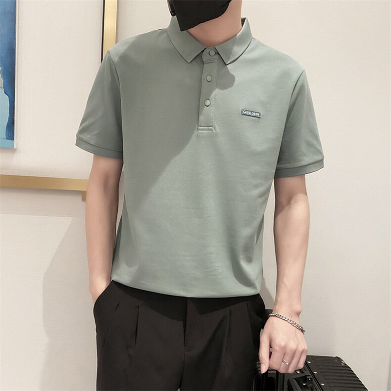 6890-P58控78时尚简约百搭POLO衫男有领短袖T恤2023夏季新款ins绿,男装Polo衫,星座1101-1