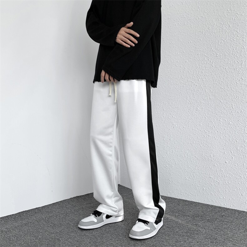 2022高街春季潮牌拼接裤子男休闲长裤直筒宽松阔腿裤K2370-P28,男装休闲裤,星座512-2