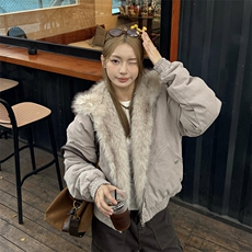 现货高品质美式高街冬季重磅硬挺短款座山雕毛领棉衣男女加厚外套，男装棉衣，电商A486