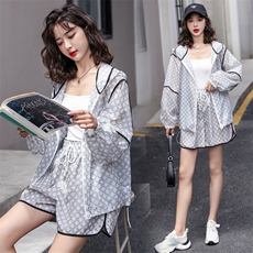 2024夏季网红炸街套装女防晒外套+高腰短裤辣妹休闲/淑女，女装套装/套裙，韩蜜菓
