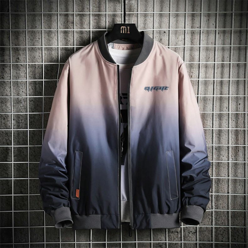渐变休闲夹克外套男日系情侣款宽松棒球服上衣DS858T图片