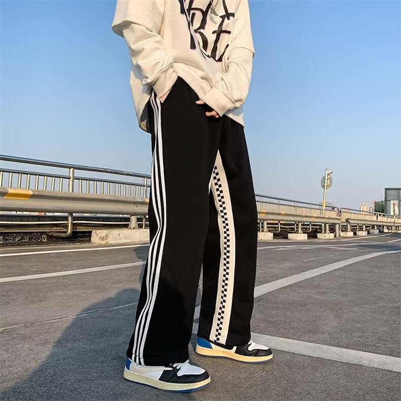 美式西裤运动条纹休闲长裤男裤子高街iKL09P35图片