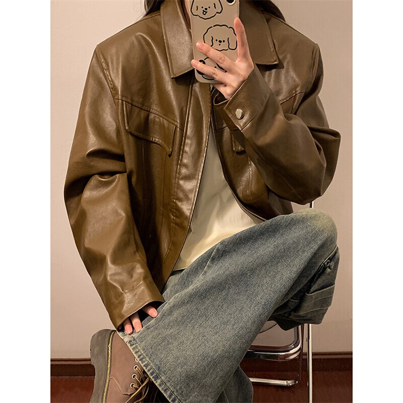 中性工装皮衣夹克男情侣女潮机车皮夹克外套男JK77869P85控138,男装夹克,星座227-7