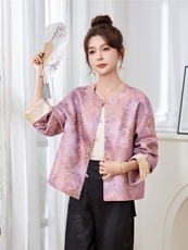 新中式短款外套女春秋2026新款新款高端减龄气质休闲时尚提花上衣，女装短外套，丽影随形